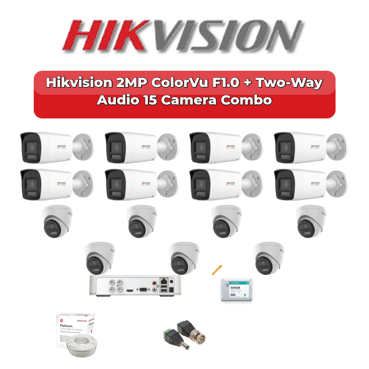 Hikvision 15 Camera 2MP HD CCTV Combo Kit | ColorVu F1.0 + Two-Way Audio | 16CH XVR / DVR | 4TB HDD 1 Hikvision 15 Camera 2MP HD CCTV Combo Kit | ColorVu F1.0 + Two-Way Audio | 16CH XVR / DVR | 4TB HDD