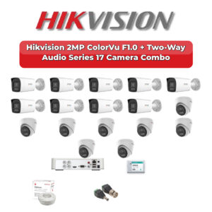 Hikvision 17 Camera 2MP HD CCTV Combo Kit | ColorVu F1.0 + Two-Way Audio | 32CH XVR / DVR | 1×4TB + 1×2TB HDD