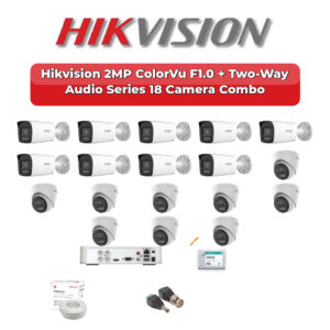 Hikvision 18 Camera 2MP HD CCTV Combo Kit | ColorVu F1.0 + Two-Way Audio | 32CH XVR / DVR | 1×4TB + 1×2TB HDD