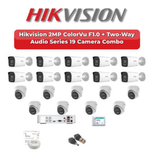Hikvision 19 Camera 2MP HD CCTV Combo Kit | ColorVu F1.0 + Two-Way Audio | 32CH XVR / DVR | 1×4TB + 1×2TB HDD