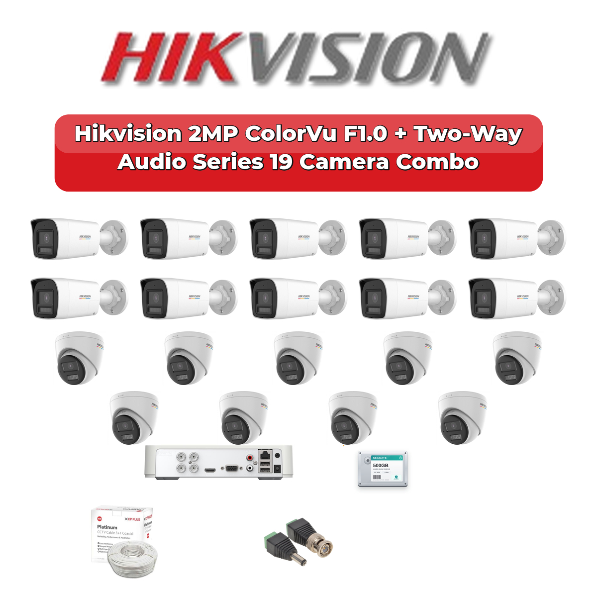 Hikvision 19 Camera 2MP HD CCTV Combo Kit | ColorVu F1.0 + Two-Way Audio | 32CH XVR / DVR | 1×4TB + 1×2TB HDD 1 Hikvision 19 Camera 2MP HD CCTV Combo Kit | ColorVu F1.0 + Two-Way Audio | 32CH XVR / DVR | 1×4TB + 1×2TB HDD