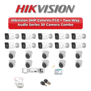 Hikvision 20 Camera 2MP HD CCTV Combo Kit | ColorVu F1.0 + Two-Way Audio | 32CH XVR / DVR | 1×4TB + 1×2TB HDD
