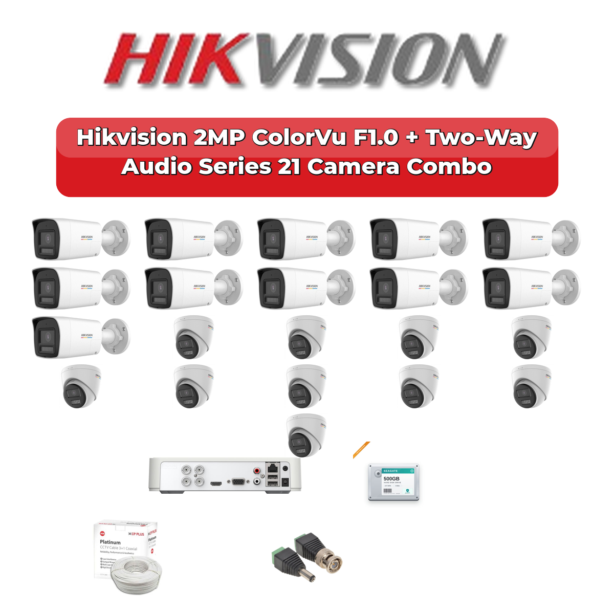 Hikvision 21 Camera 2MP HD CCTV Combo Kit | ColorVu F1.0 + Two-Way Audio | 32CH XVR / DVR | 2ร4TB HDD 1 Hikvision 21 Camera 2MP HD CCTV Combo Kit | ColorVu F1.0 + Two-Way Audio | 32CH XVR / DVR | 2ร4TB HDD