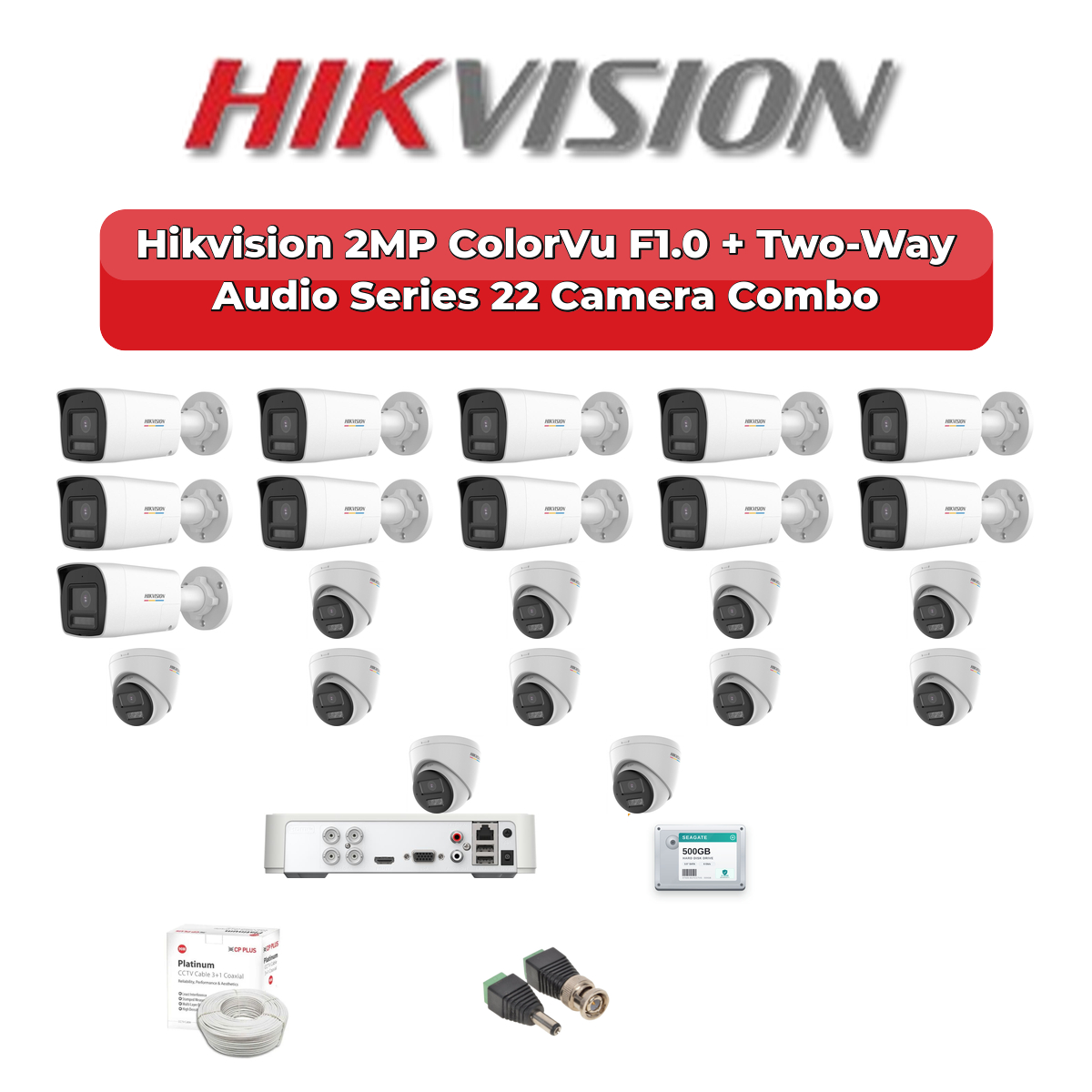 Hikvision 22 Camera 2MP HD CCTV Combo Kit | ColorVu F1.0 + Two-Way Audio | 32CH XVR / DVR | 2ร4TB HDD 1 Hikvision 22 Camera 2MP HD CCTV Combo Kit | ColorVu F1.0 + Two-Way Audio | 32CH XVR / DVR | 2ร4TB HDD