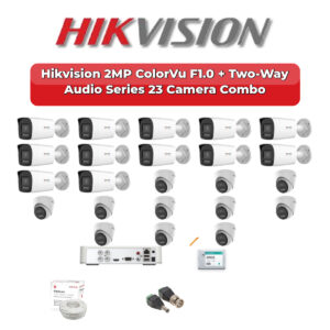 Hikvision 23 Camera 2MP HD CCTV Combo Kit | ColorVu F1.0 + Two-Way Audio | 32CH XVR / DVR | 2×4TB HDD