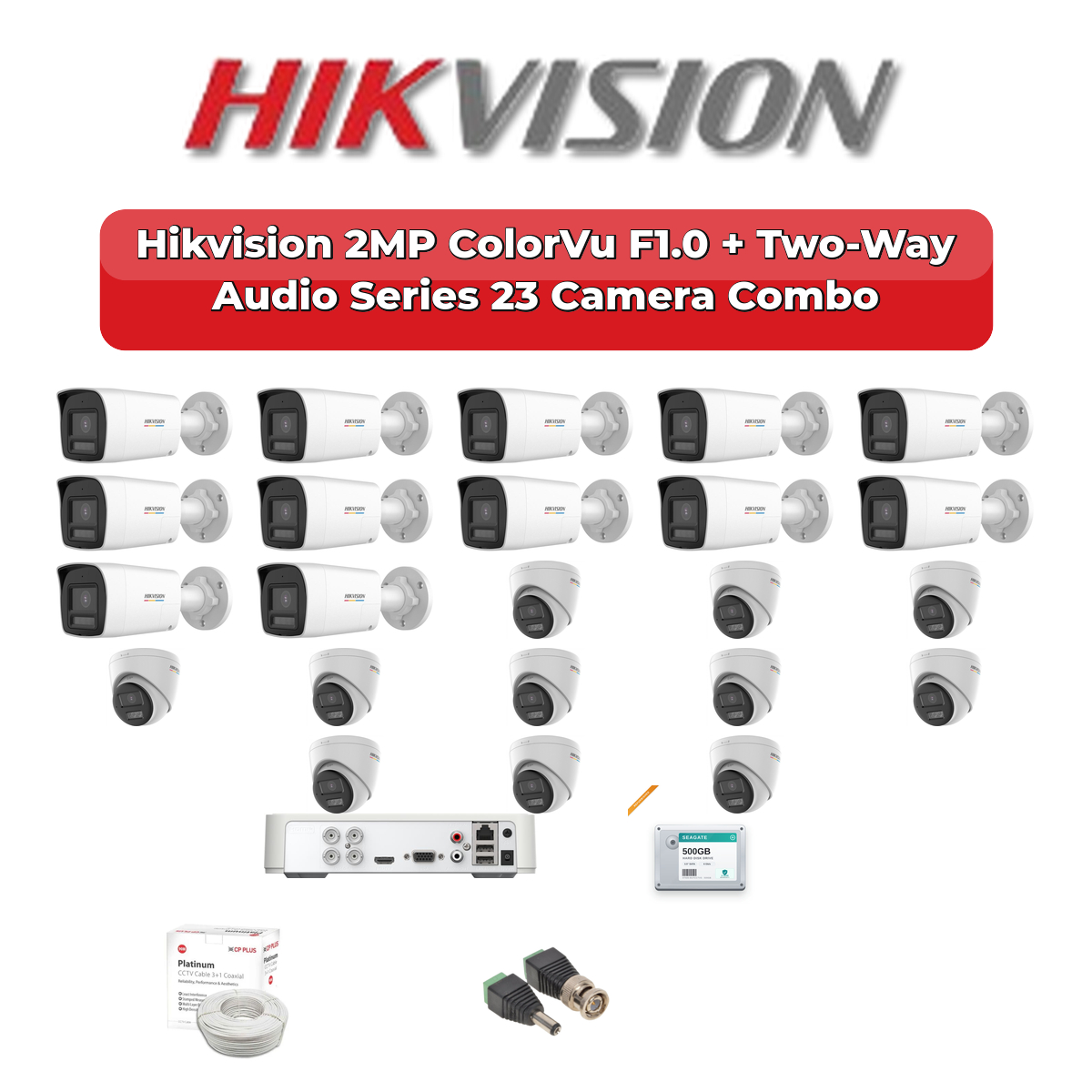 Hikvision 23 Camera 2MP HD CCTV Combo Kit | ColorVu F1.0 + Two-Way Audio | 32CH XVR / DVR | 2ร4TB HDD 1 Hikvision 23 Camera 2MP HD CCTV Combo Kit | ColorVu F1.0 + Two-Way Audio | 32CH XVR / DVR | 2ร4TB HDD