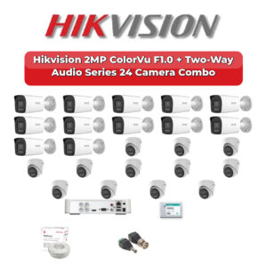 Hikvision 24 Camera 2MP HD CCTV Combo Kit | ColorVu F1.0 + Two-Way Audio | 32CH XVR / DVR | 2×4TB HDD