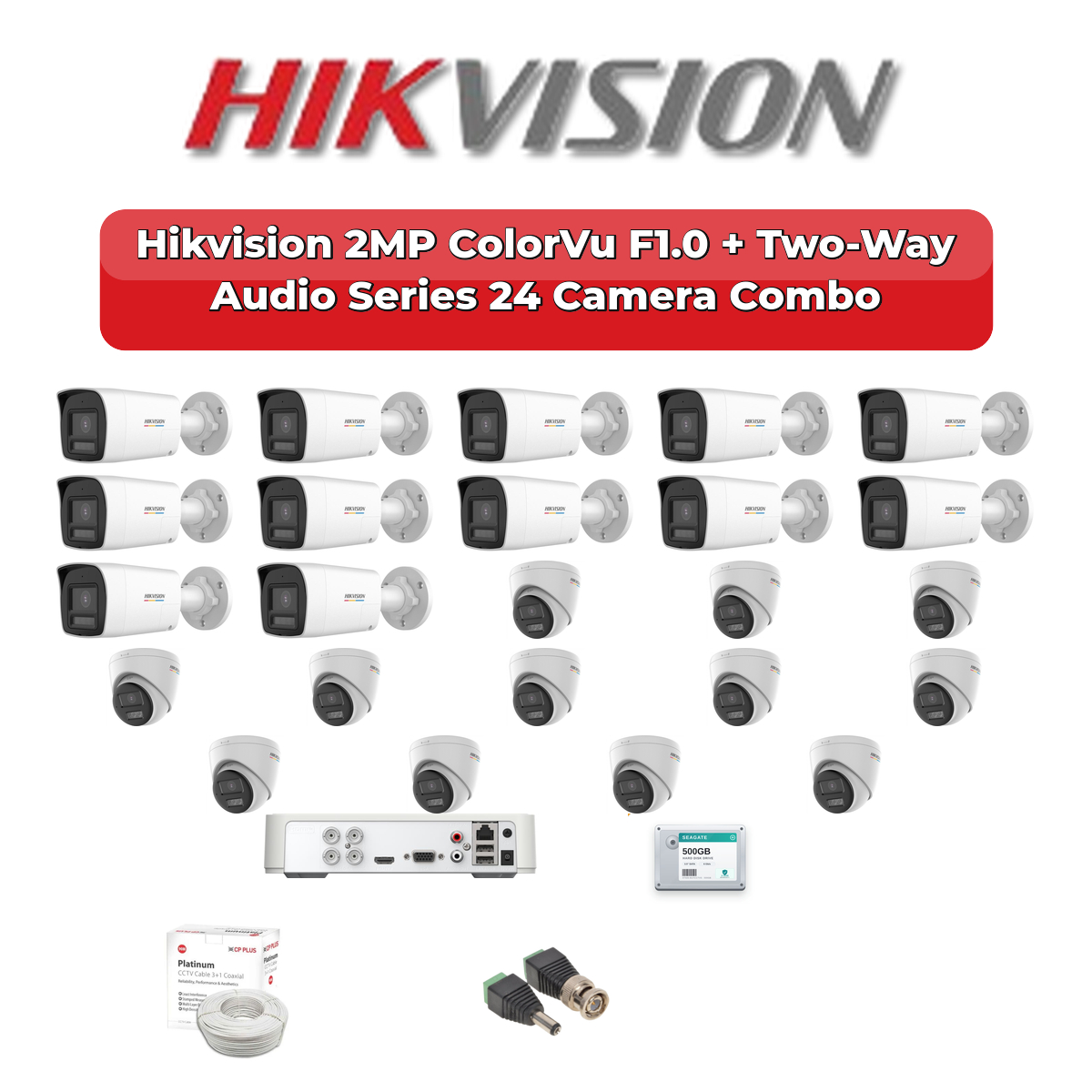 Hikvision 24 Camera 2MP HD CCTV Combo Kit | ColorVu F1.0 + Two-Way Audio | 32CH XVR / DVR | 2ร4TB HDD 1 Hikvision 24 Camera 2MP HD CCTV Combo Kit | ColorVu F1.0 + Two-Way Audio | 32CH XVR / DVR | 2ร4TB HDD