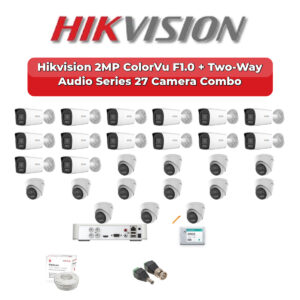 Hikvision 27 Camera 2MP HD CCTV Combo Kit | ColorVu F1.0 + Two-Way Audio | 32CH XVR / DVR | 1×4TB + 1×6TB HDD