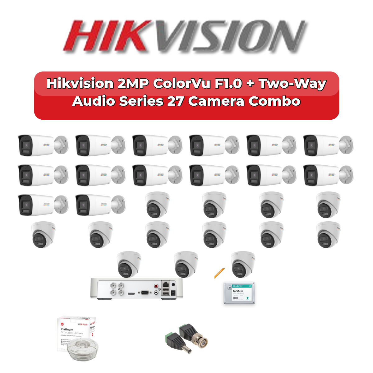 Hikvision 27 Camera 2MP HD CCTV Combo Kit | ColorVu F1.0 + Two-Way Audio | 32CH XVR / DVR | 1×4TB + 1×6TB HDD 1 Hikvision 27 Camera 2MP HD CCTV Combo Kit | ColorVu F1.0 + Two-Way Audio | 32CH XVR / DVR | 1×4TB + 1×6TB HDD