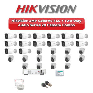 Hikvision 28 Camera 2MP HD CCTV Combo Kit | ColorVu F1.0 + Two-Way Audio | 32CH XVR / DVR | 1×4TB + 1×6TB HDD