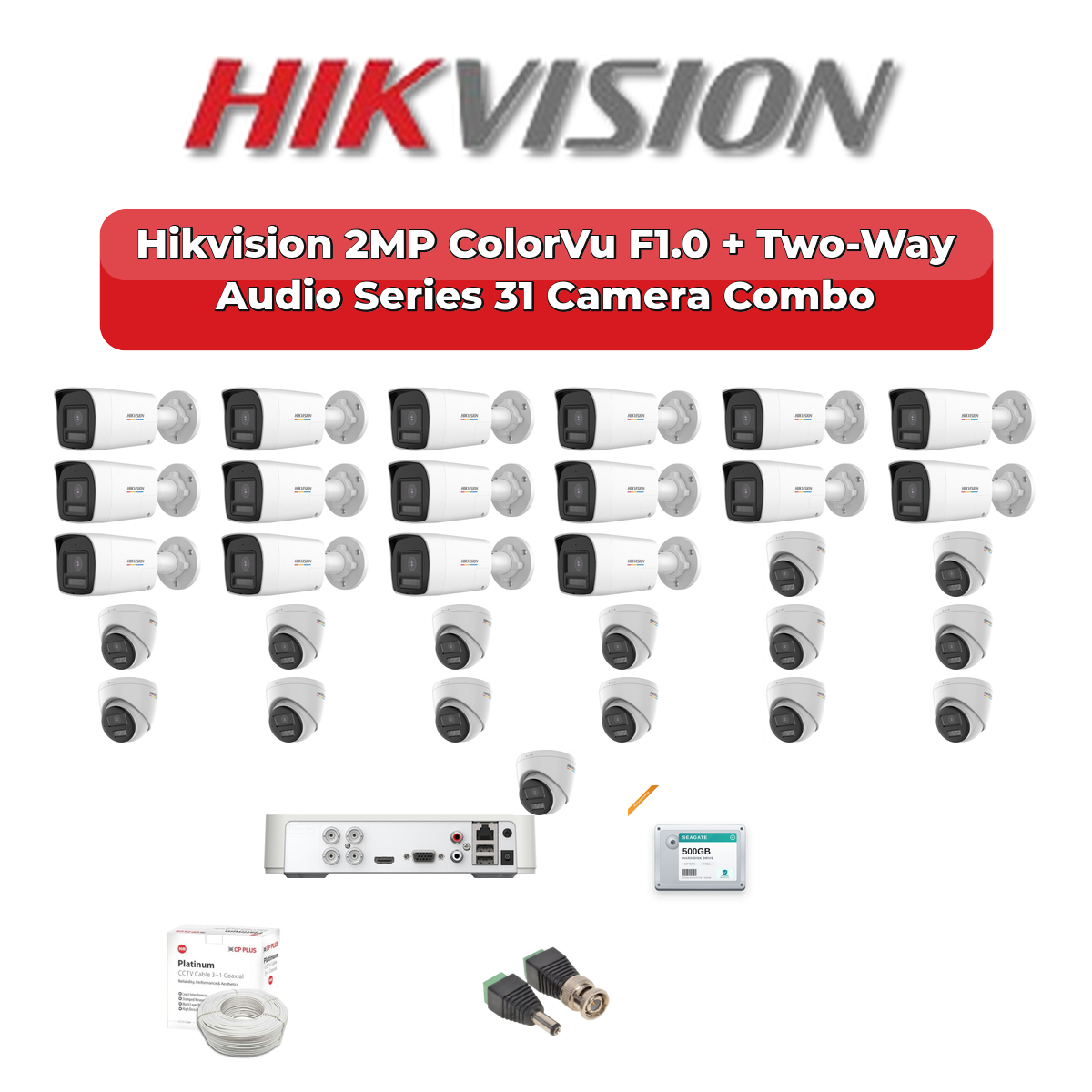 Hikvision 31 Camera 2MP HD CCTV Combo Kit | ColorVu F1.0 + Two-Way Audio | 32CH XVR / DVR | 2ร6TB HDD 1 Hikvision 31 Camera 2MP HD CCTV Combo Kit | ColorVu F1.0 + Two-Way Audio | 32CH XVR / DVR | 2ร6TB HDD