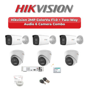 Hikvision 6 Camera 2MP HD CCTV Combo Kit | ColorVu F1.0 + Two-Way Audio | 8CH XVR / DVR | 500GB HDD