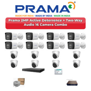 Prama 16 Camera 2MP IP CCTV Combo Kit | Active Deterrence + Two-Way Audio | 16CH NVR | 4TB HDD