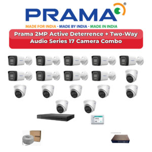 Prama 17 Camera 2MP IP CCTV Combo Kit | Active Deterrence + Two-Way Audio | 32CH NVR | 1×4TB + 1×2TB HDD
