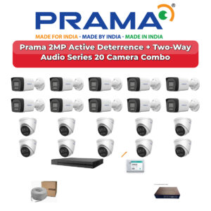 Prama 20 Camera 2MP IP CCTV Combo Kit | Active Deterrence + Two-Way Audio | 32CH NVR | 1×4TB + 1×2TB HDD