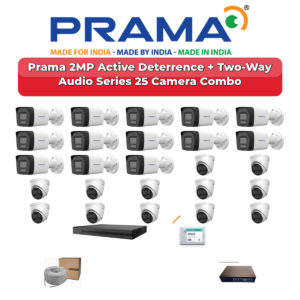 Prama 25 Camera 2MP IP CCTV Combo Kit | Active Deterrence + Two-Way Audio | 32CH NVR | 1×4TB + 1×6TB HDD