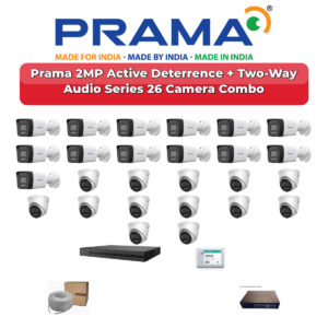 Prama 26 Camera 2MP IP CCTV Combo Kit | Active Deterrence + Two-Way Audio | 32CH NVR | 1×4TB + 1×6TB HDD
