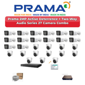 Prama 27 Camera 2MP IP CCTV Combo Kit | Active Deterrence + Two-Way Audio | 32CH NVR | 1×4TB + 1×6TB HDD