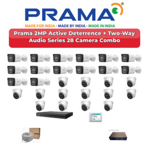 Prama 28 Camera 2MP IP CCTV Combo Kit | Active Deterrence + Two-Way Audio | 32CH NVR | 1×4TB + 1×6TB HDD