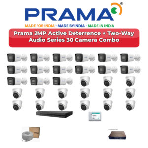 Prama 30 Camera 2MP IP CCTV Combo Kit | Active Deterrence + Two-Way Audio | 32CH NVR | 2×6TB HDD