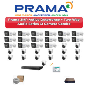 Prama 31 Camera 2MP IP CCTV Combo Kit | Active Deterrence + Two-Way Audio | 32CH NVR | 2×6TB HDD