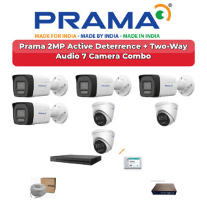 Prama 7 Camera 2MP IP CCTV Combo Kit | Active Deterrence + Two-Way Audio | 8CH NVR | 1TB HDD