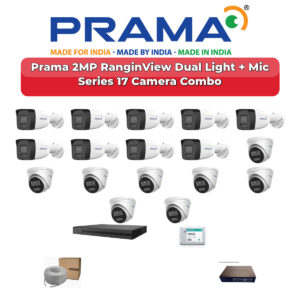 Prama 17 Camera 2MP IP CCTV Combo Kit | RanginView Dual Light + Mic | 32CH NVR | 1×4TB + 1×2TB HDD