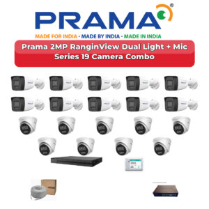 Prama 19 Camera 2MP IP CCTV Combo Kit | RanginView Dual Light + Mic | 32CH NVR | 1×4TB + 1×2TB HDD