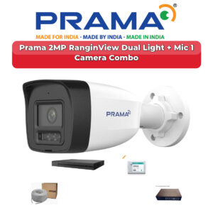 Prama 1 Camera 2MP IP CCTV Combo Kit | RanginView Dual Light + Mic | 4CH NVR | 500GB HDD
