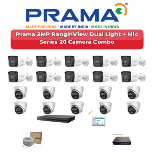Prama 20 Camera 2MP IP CCTV Combo Kit | RanginView Dual Light + Mic | 32CH NVR | 1×4TB + 1×2TB HDD