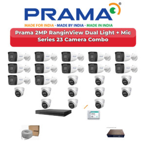 Prama 23 Camera 2MP IP CCTV Combo Kit | RanginView Dual Light + Mic | 32CH NVR | 2×4TB HDD