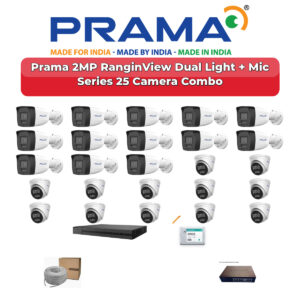 Prama 25 Camera 2MP IP CCTV Combo Kit | RanginView Dual Light + Mic | 32CH NVR | 1×4TB + 1×6TB HDD