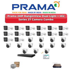 Prama 27 Camera 2MP IP CCTV Combo Kit | RanginView Dual Light + Mic | 32CH NVR | 1×4TB + 1×6TB HDD