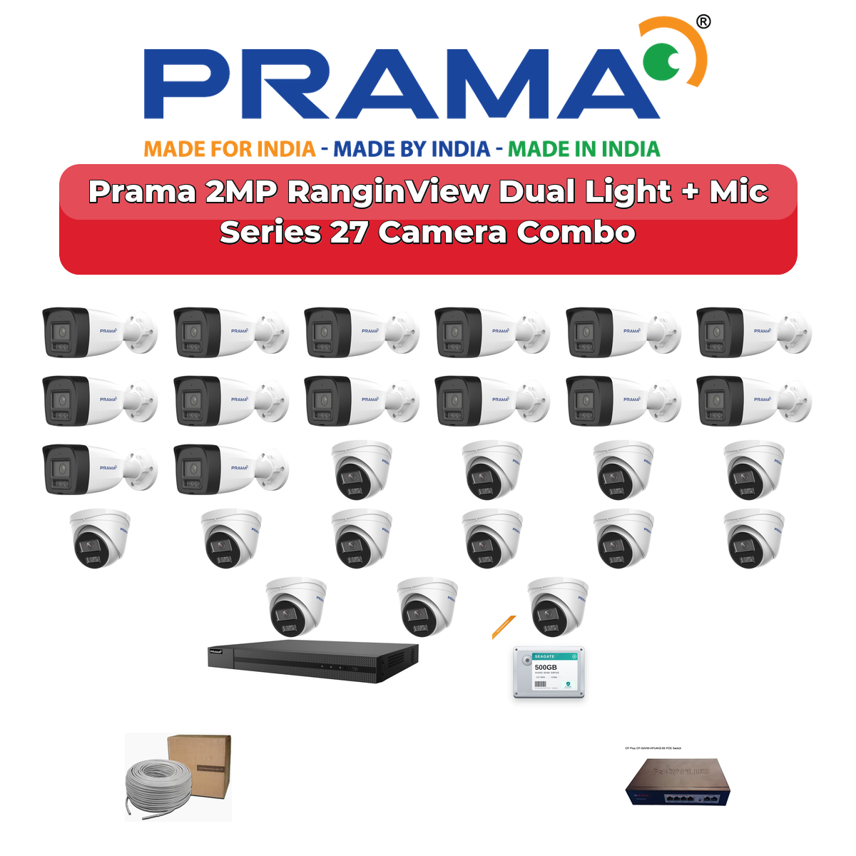 Prama 27 Camera 2MP IP CCTV Combo Kit | RanginView Dual Light + Mic | 32CH NVR | 1ร4TB + 1ร6TB HDD 1 Prama 27 Camera 2MP IP CCTV Combo Kit | RanginView Dual Light + Mic | 32CH NVR | 1ร4TB + 1ร6TB HDD