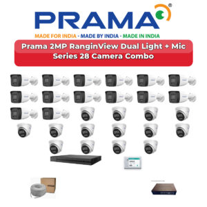 Prama 28 Camera 2MP IP CCTV Combo Kit | RanginView Dual Light + Mic | 32CH NVR | 1×4TB + 1×6TB HDD