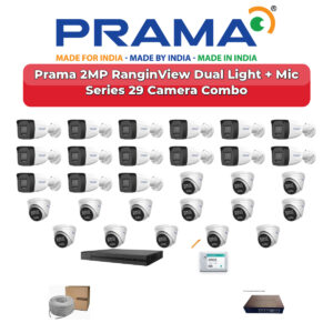 Prama 29 Camera 2MP IP CCTV Combo Kit | RanginView Dual Light + Mic | 32CH NVR | 2×6TB HDD