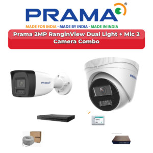 Prama 2 Camera 2MP IP CCTV Combo Kit | RanginView Dual Light + Mic | 4CH NVR | 500GB HDD
