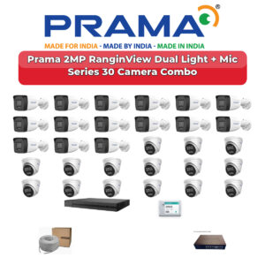 Prama 30 Camera 2MP IP CCTV Combo Kit | RanginView Dual Light + Mic | 32CH NVR | 2×6TB HDD