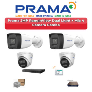 Prama 4 Camera 2MP IP CCTV Combo Kit | RanginView Dual Light + Mic | 4CH NVR | 500GB HDD