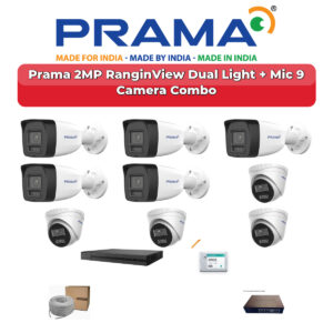 Prama 9 Camera 2MP IP CCTV Combo Kit | RanginView Dual Light + Mic | 16CH NVR | 2TB HDD