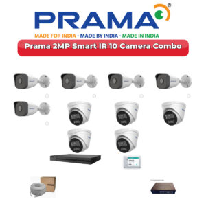 Prama 10 Camera 2MP IP CCTV Combo Kit | Smart IR | 16CH NVR | 2TB HDD