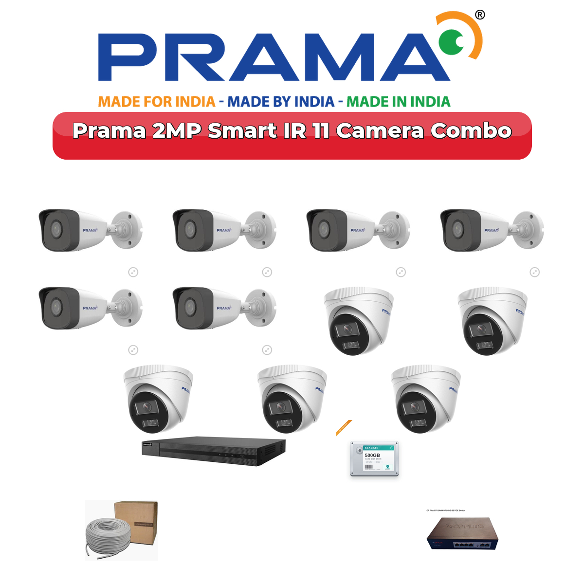Prama 11 Camera 2MP IP CCTV Combo Kit | Smart IR | 16CH NVR | 2TB HDD 1 Prama 11 Camera 2MP IP CCTV Combo Kit | Smart IR | 16CH NVR | 2TB HDD
