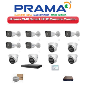 Prama 12 Camera 2MP IP CCTV Combo Kit | Smart IR | 16CH NVR | 2TB HDD