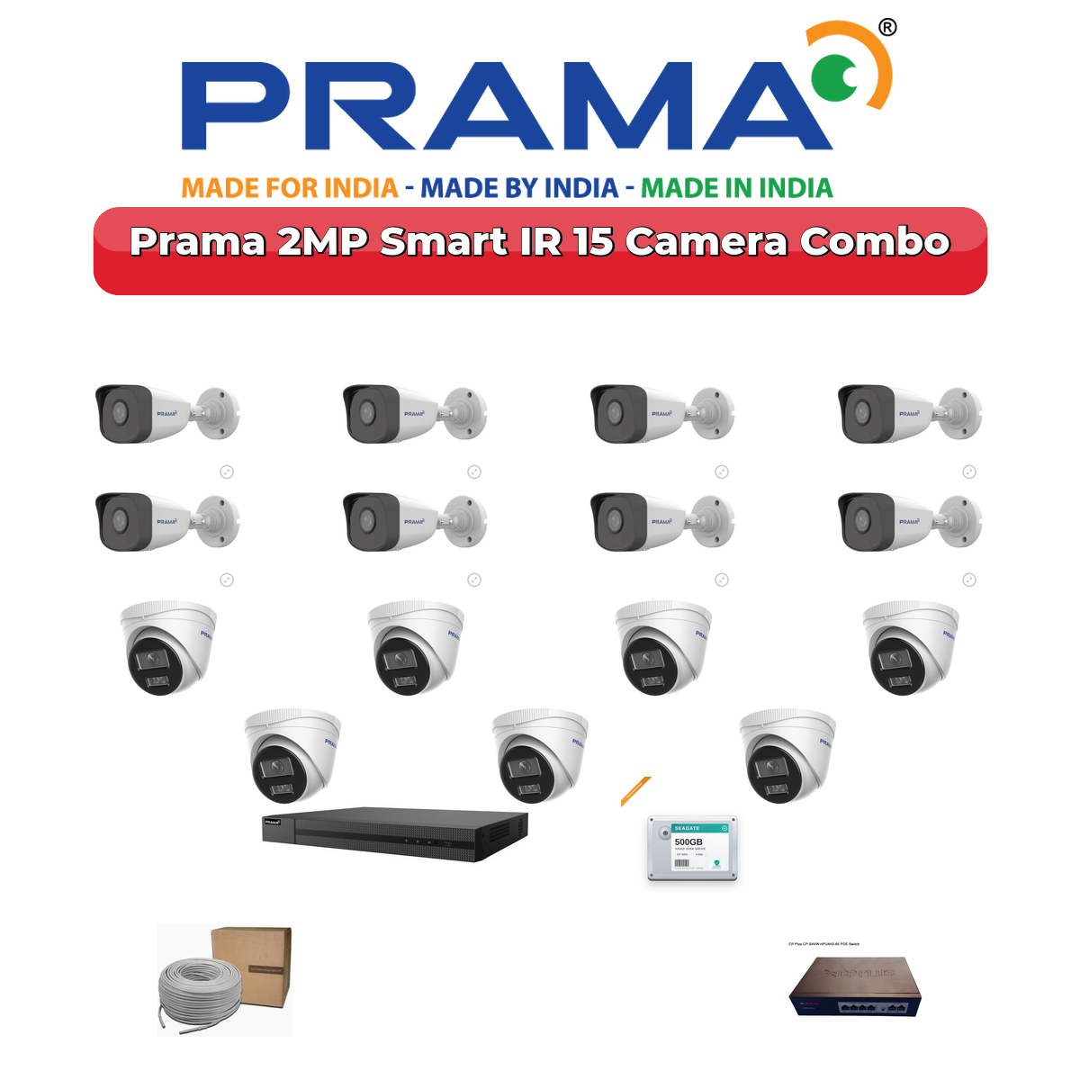 Prama 15 Camera 2MP IP CCTV Combo Kit | Smart IR | 16CH NVR | 4TB HDD 1 Prama 15 Camera 2MP IP CCTV Combo Kit | Smart IR | 16CH NVR | 4TB HDD