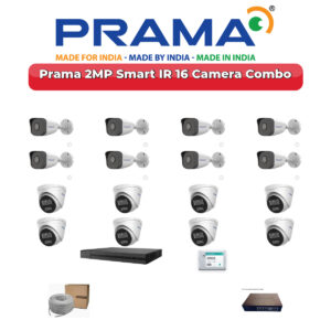 Prama 16 Camera 2MP IP CCTV Combo Kit | Smart IR | 16CH NVR | 4TB HDD