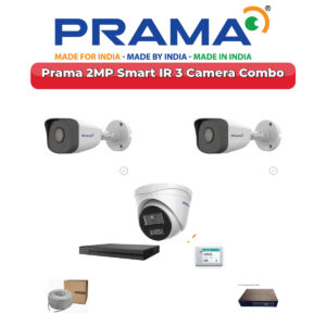 Prama 3 Camera 2MP IP CCTV Combo Kit | Smart IR | 4CH NVR | 500GB HDD
