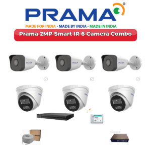 Prama 6 Camera 2MP IP CCTV Combo Kit | Smart IR | 8CH NVR | 500GB HDD