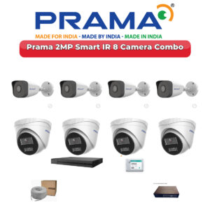 Prama 8 Camera 2MP IP CCTV Combo Kit | Smart IR | 8CH NVR | 1TB HDD