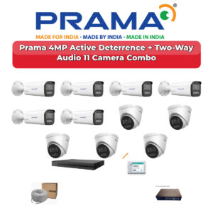 Prama 11 Camera 4MP IP CCTV Combo Kit | Active Deterrence + Two-Way Audio | 16CH NVR | 2TB HDD